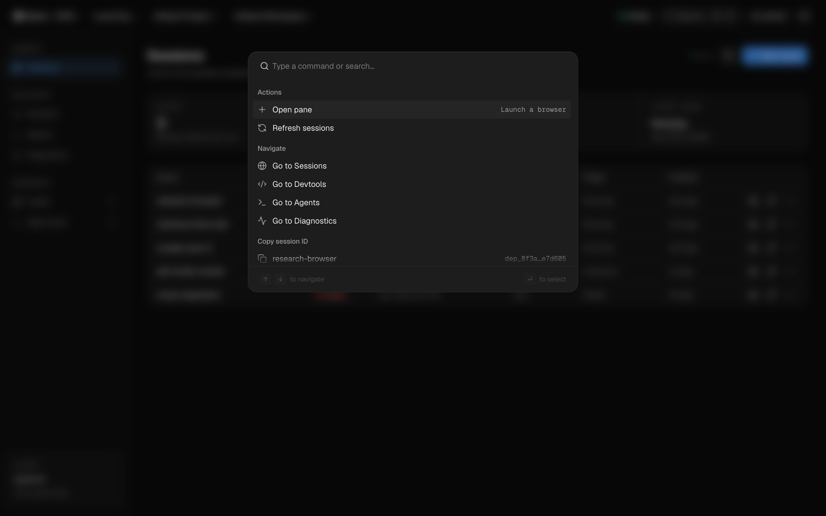 ⌘K does everything — Panes console