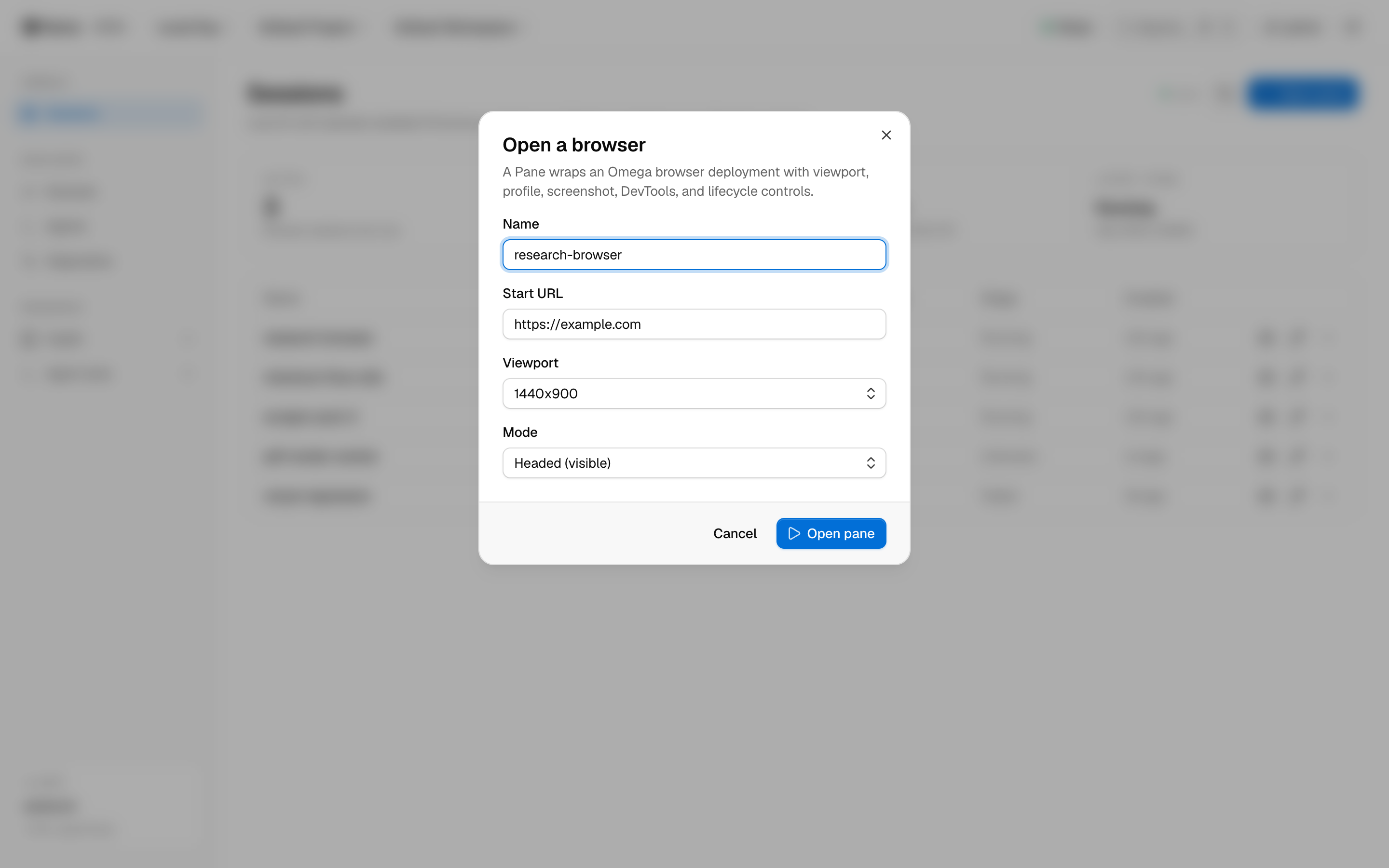 A browser in one dialog — Panes console